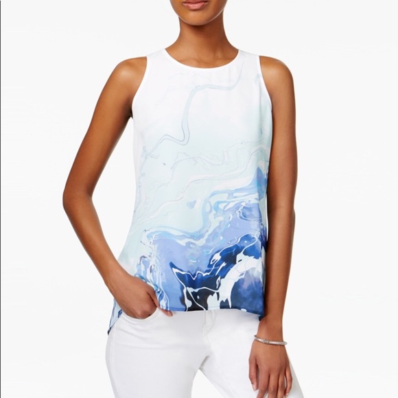 Bar III Tops - NWT Bar III Hi-Lo Tie-Dye Top in Cobalt Glaze Blue